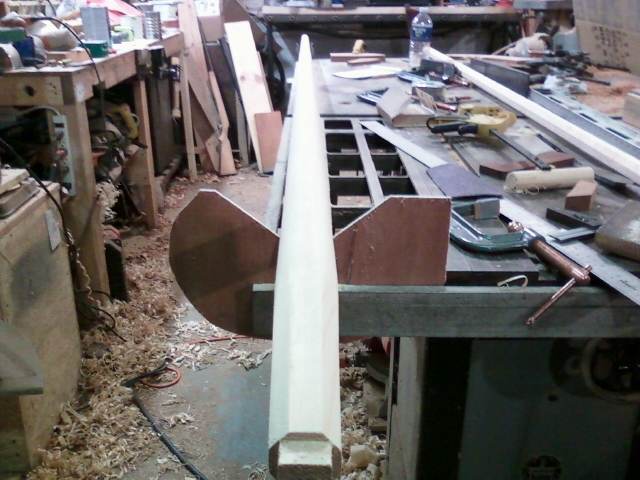 sitka spruce mast under construction