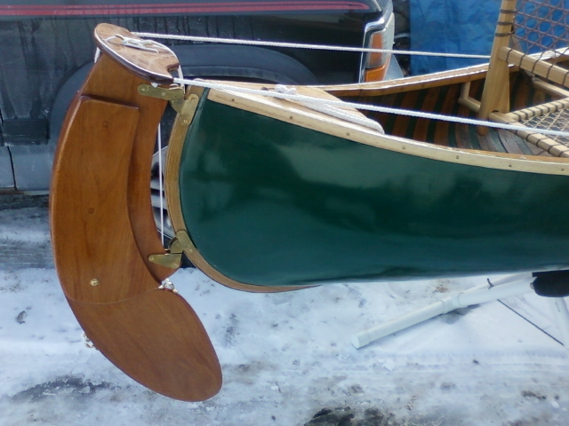 close up of mahogany rudder